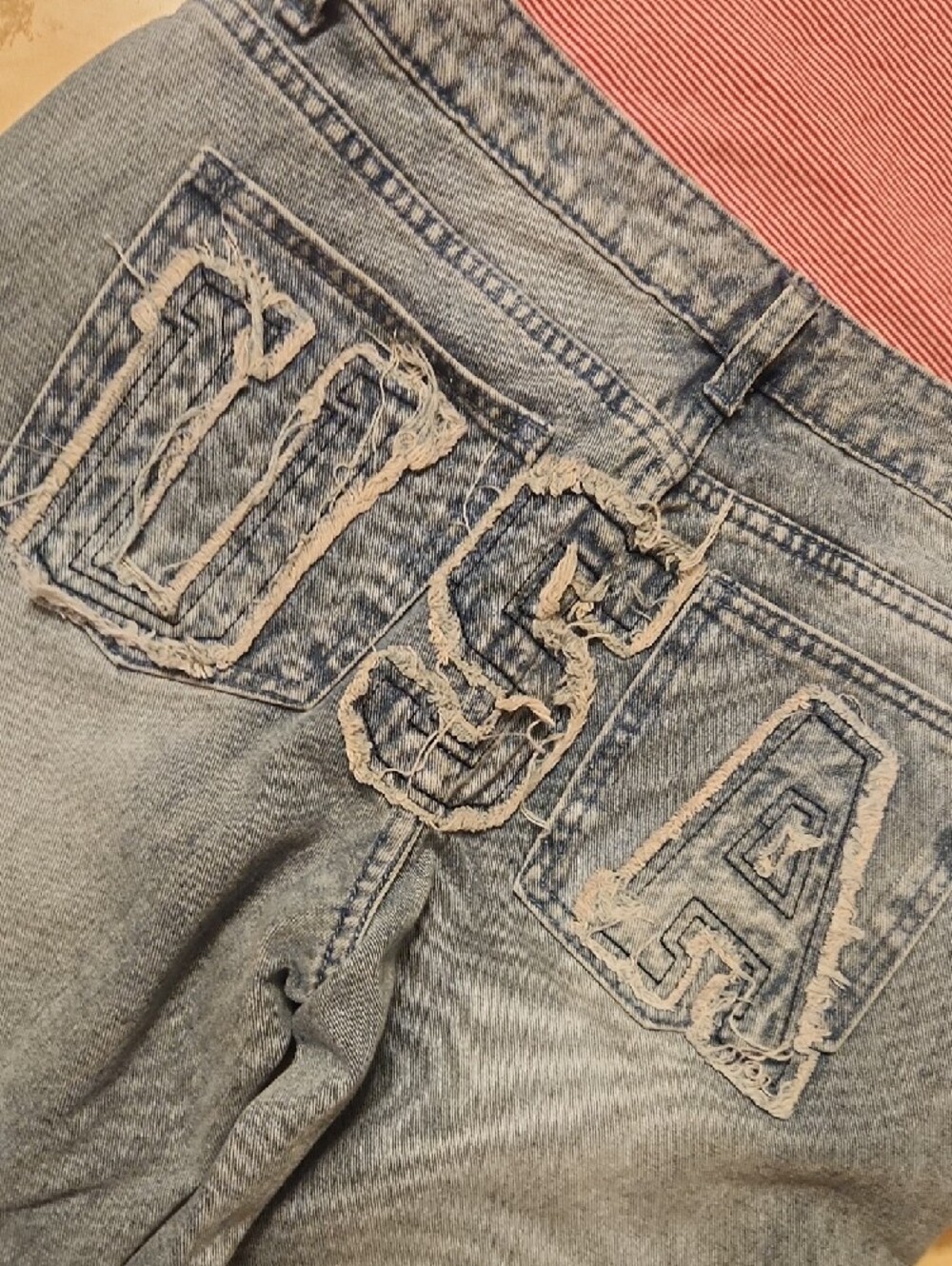 J for Justify Jeans with "USA" Distressed Patch With Striped Top